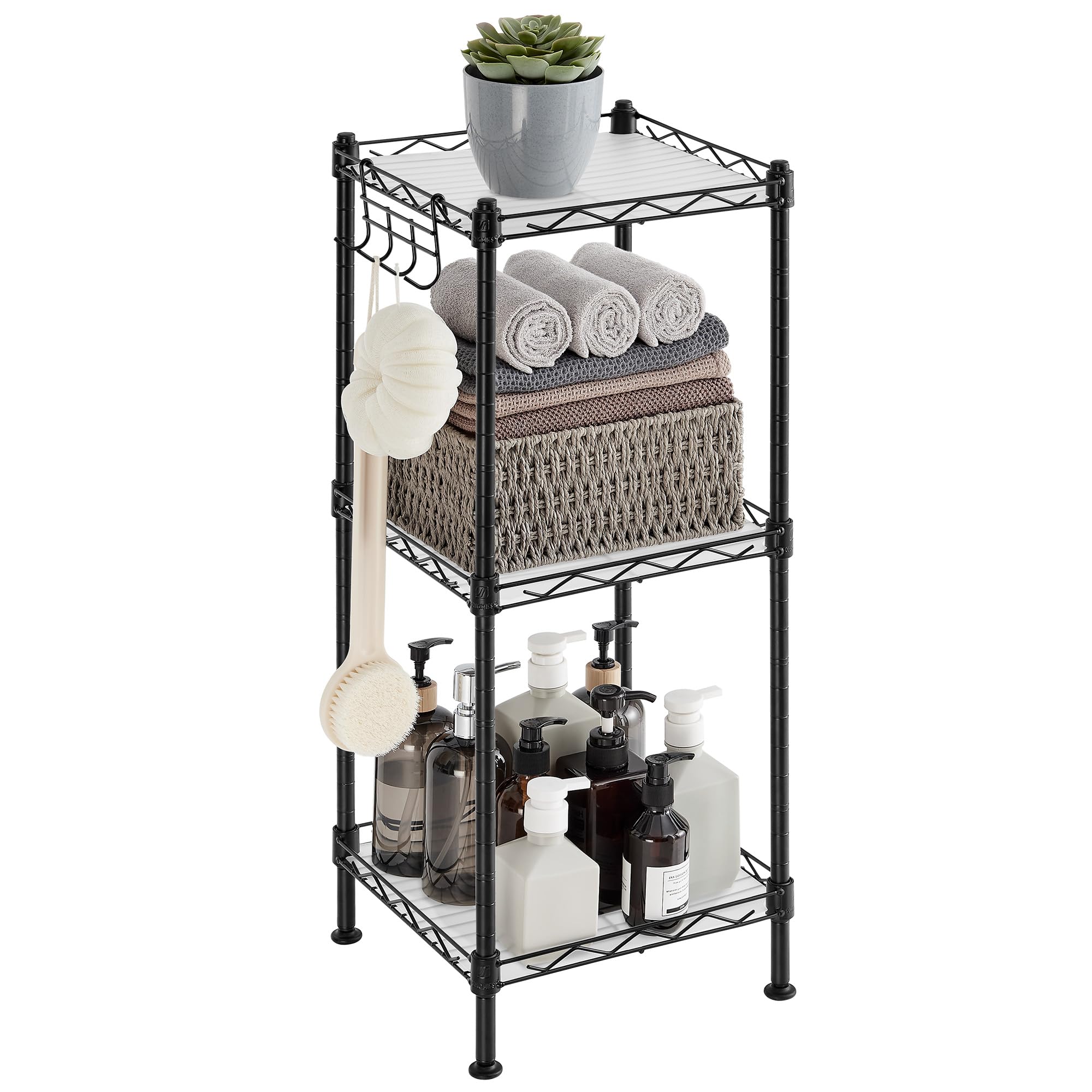 SONGMICS 3-tier bathroom shelf in ink black for compact spaces
