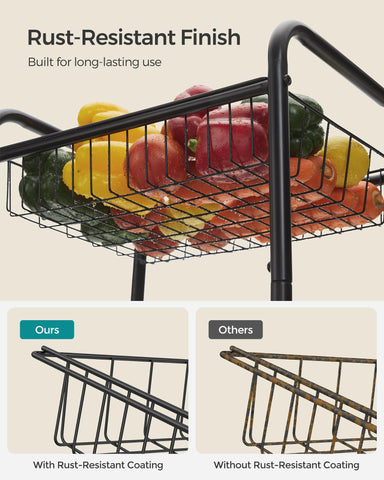 SONGMICS 3-Tier Cart in Kitchen Setup shows practical organization for utensils.