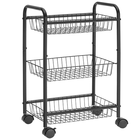 SONGMICS 3-Tier Cart with Baskets overview offers adaptable storage for home organization.