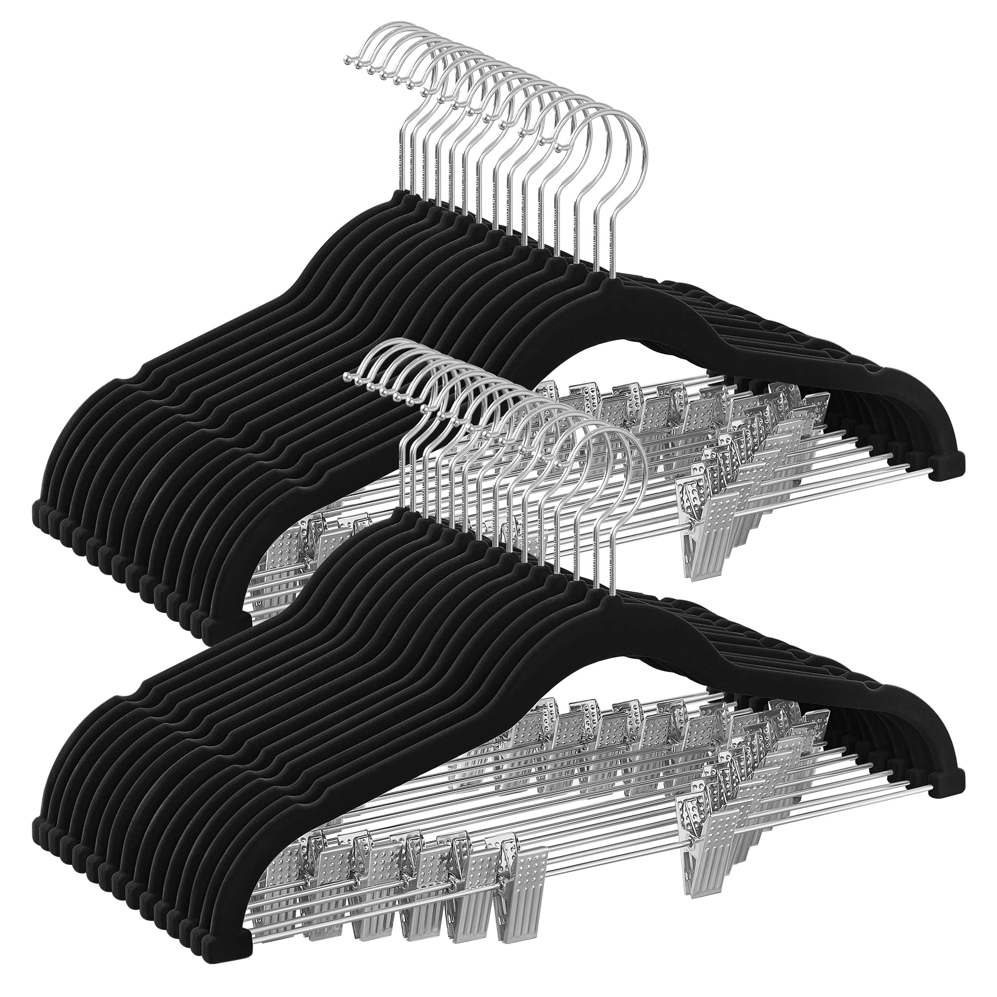 Songmics velvet pants hanger set shows 30 pieces in a slim, sturdy design.