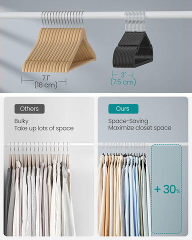 SongMics slim hangers with curved ends prevent shoulder marks.