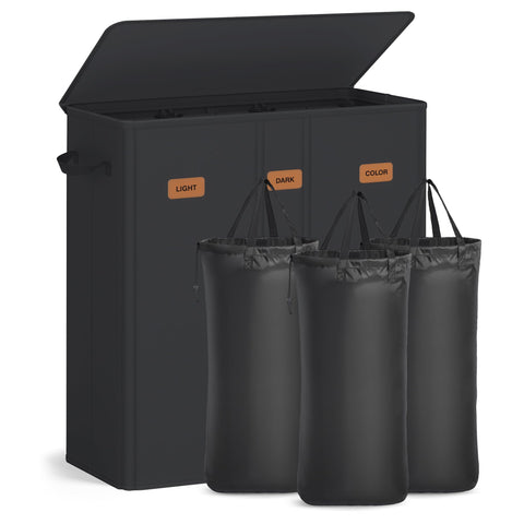SONGMICS 47.6-gallon laundry hamper demonstrates large weekly capacity.