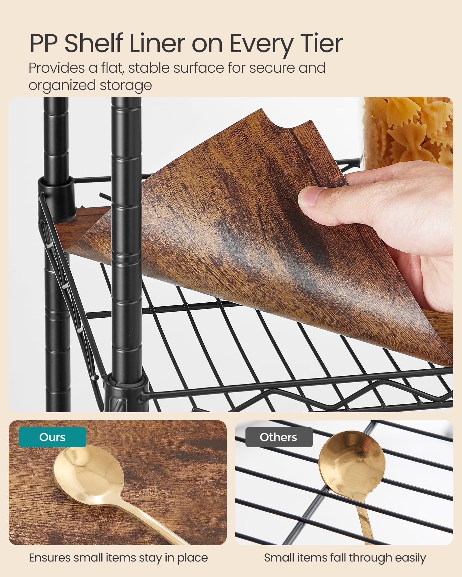SONGMICS extendable design shows adaptable length for longer walls.