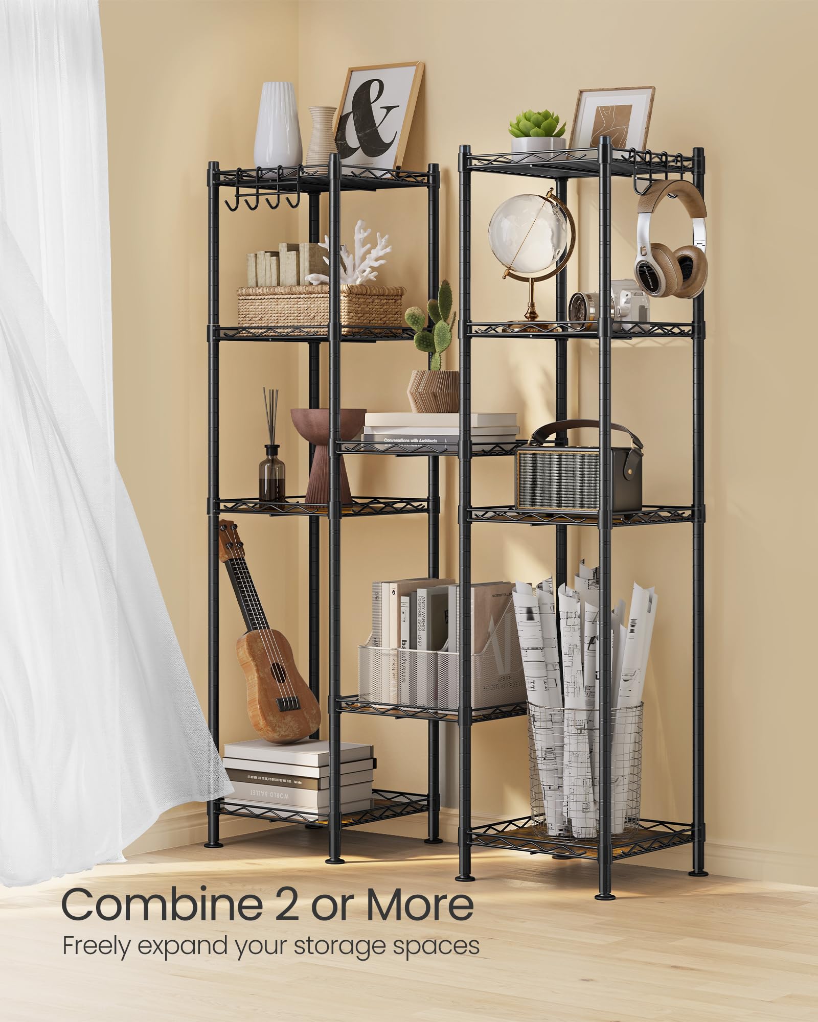 SONGMICS PP shelf liners offer flat, non-slip surfaces.