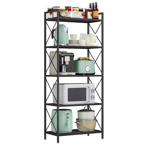SONGMICS 5-tier storage rack with X side frames for durable entryway organization.