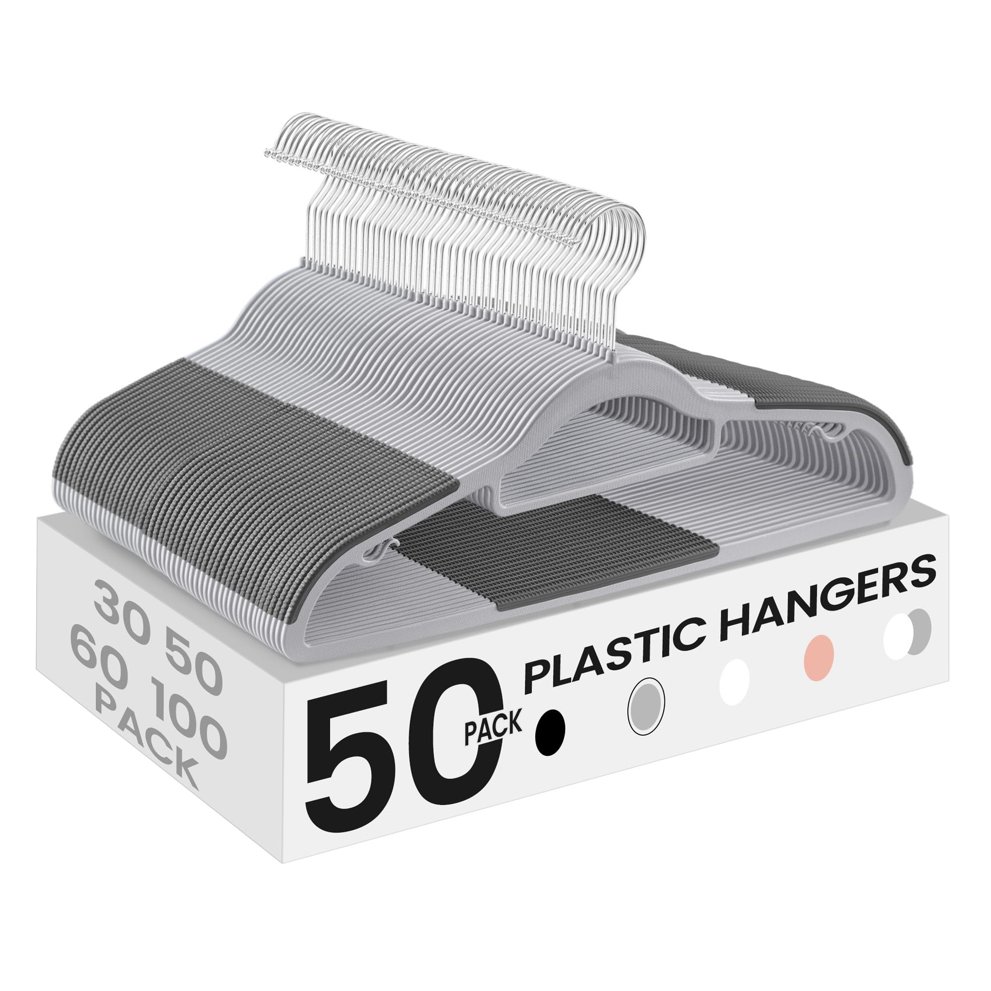 SONGMICS 50-pack coat hangers for compact closet organization.
