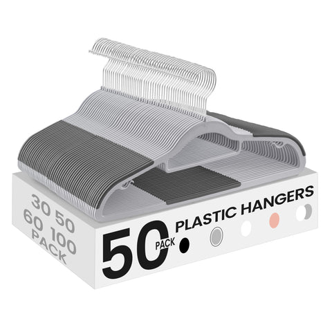 SONGMICS 50-pack coat hangers for compact closet organization.