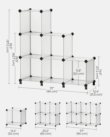 SONGMICS white cube unit offers spacious capacity for clothes and books.