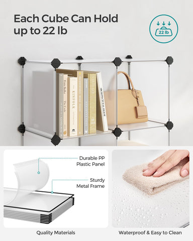 SONGMICS raised feet design shows elevated storage to keep floors clean.