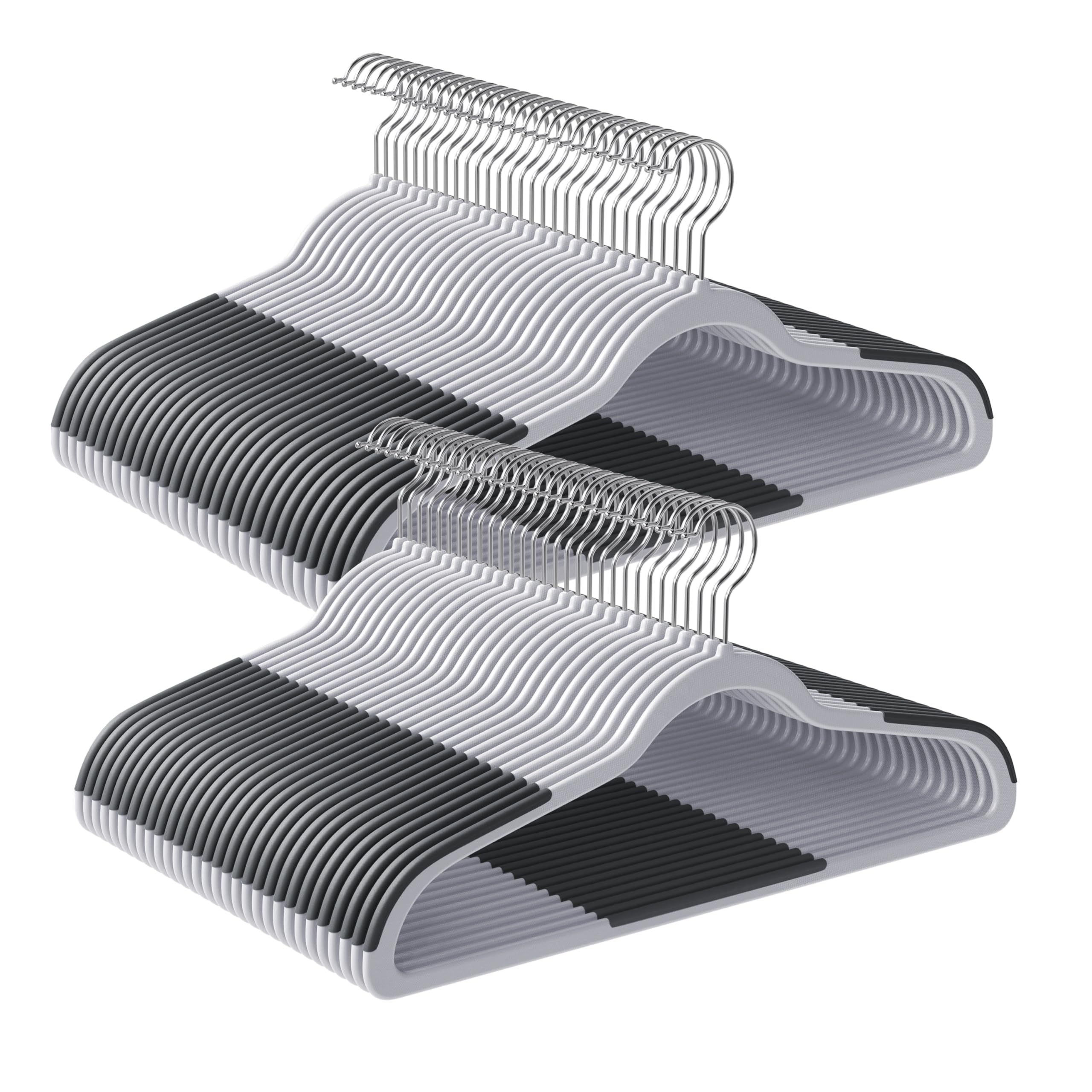Songmics 60-pack hangers with a thin design save closet space and organize outfits.