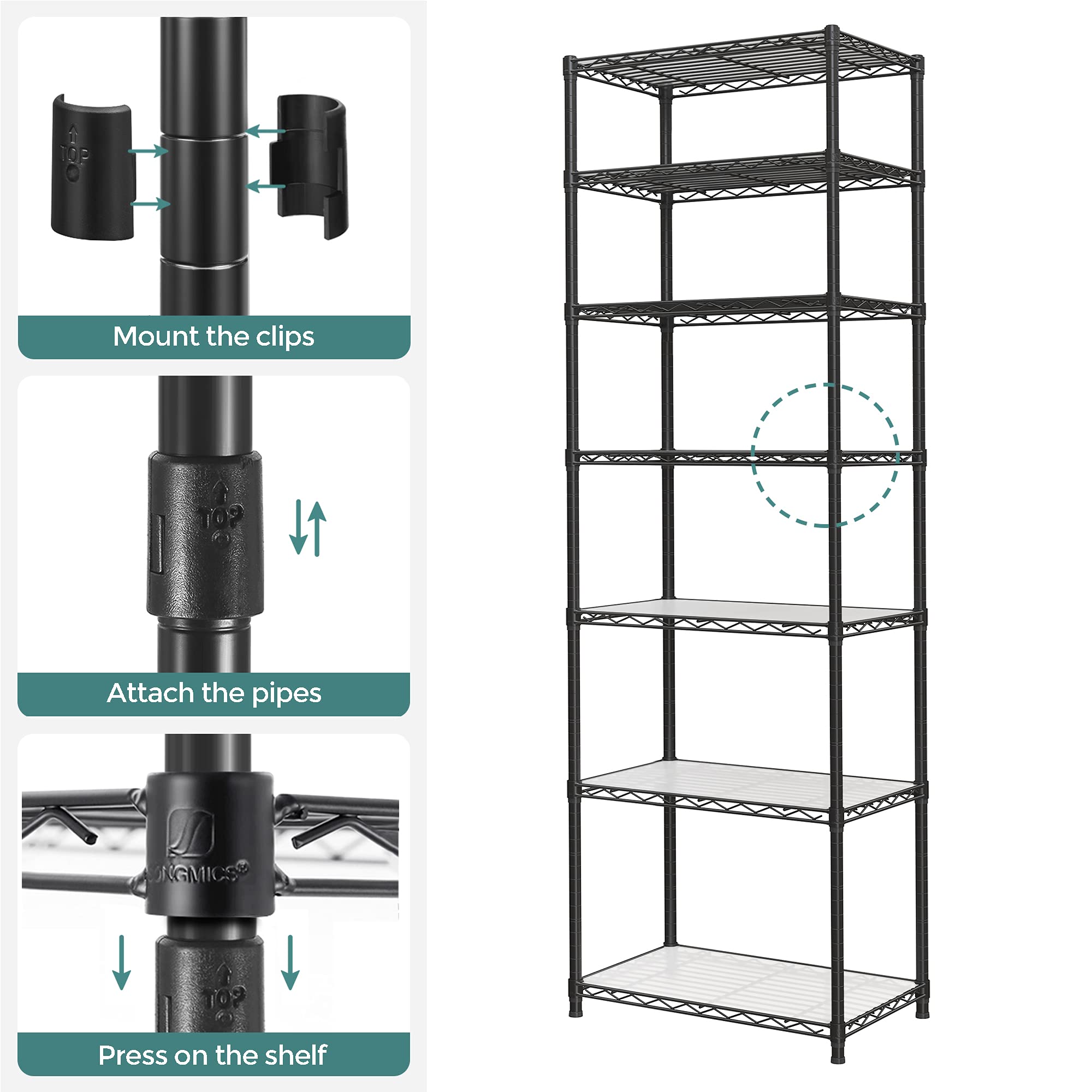 SONGMICS eight hooks included for hanging storage