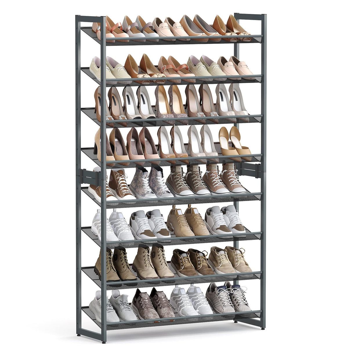 SONGMICS 8-tier shoe rack assembly with sturdy metal frame for organized entryways.