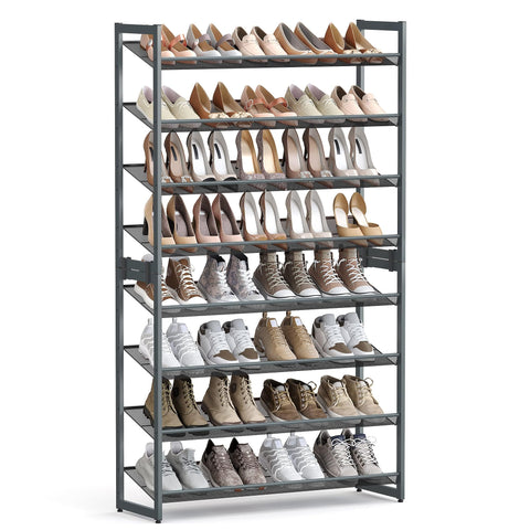 SONGMICS 8-tier shoe rack assembly with sturdy metal frame for organized entryways.