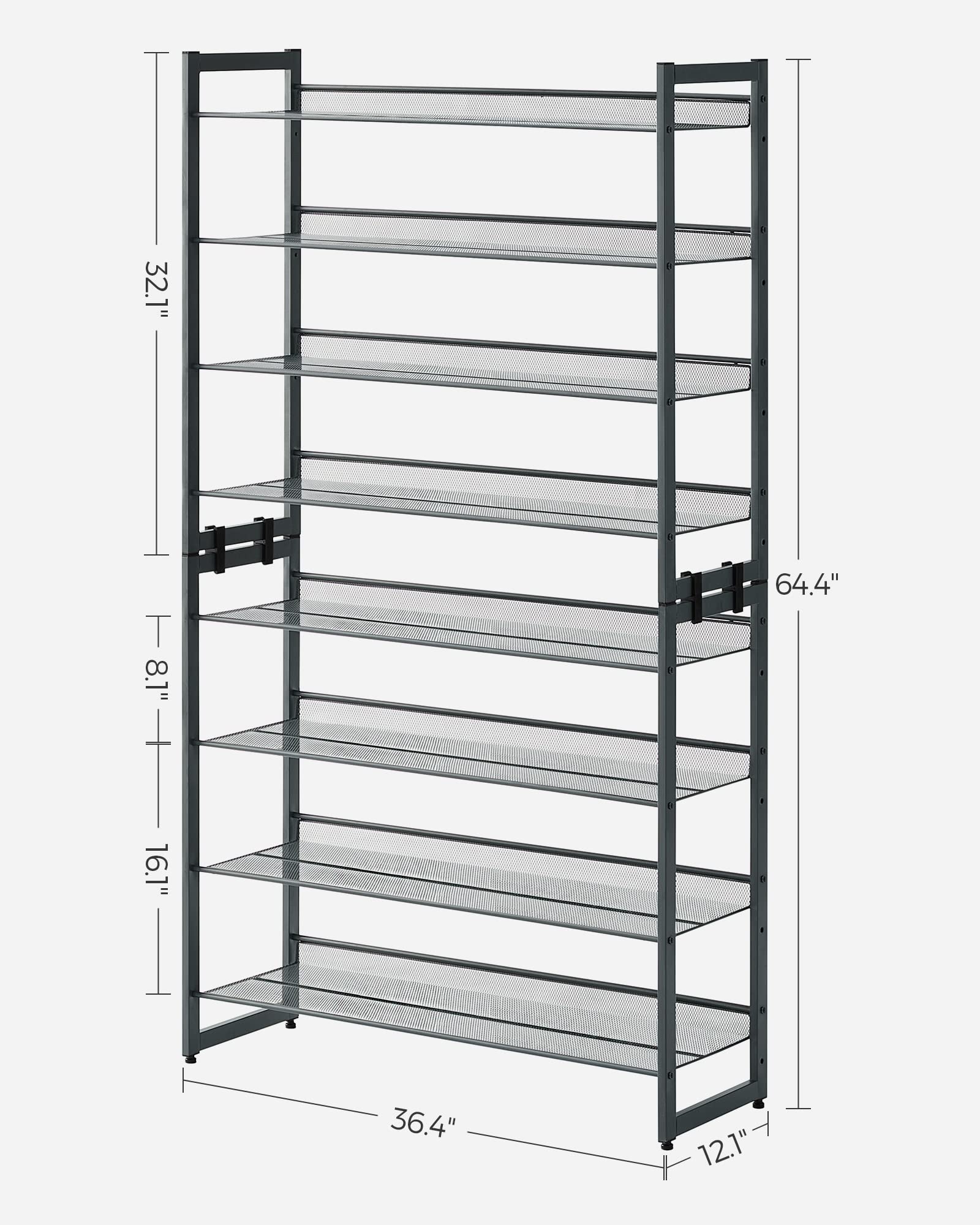 SONGMICS adjustable feet ensure stability on uneven floors.