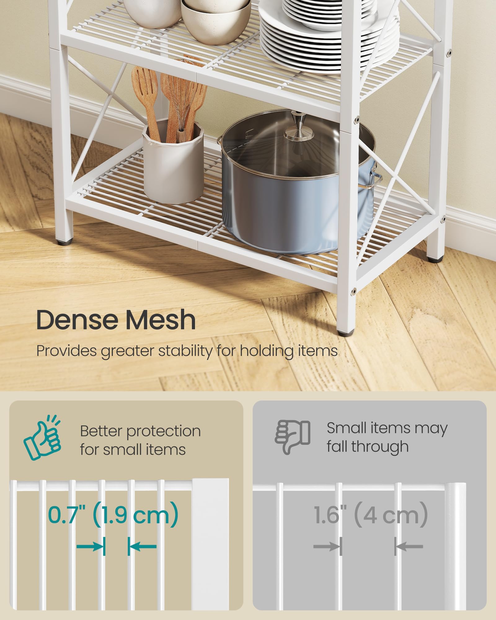 Adjustable feet protect floors on uneven surfaces while keeping the unit level