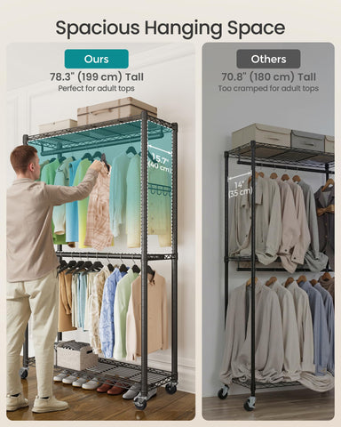 SongMICS adjustable mesh shelves for customizable garment and accessory storage.