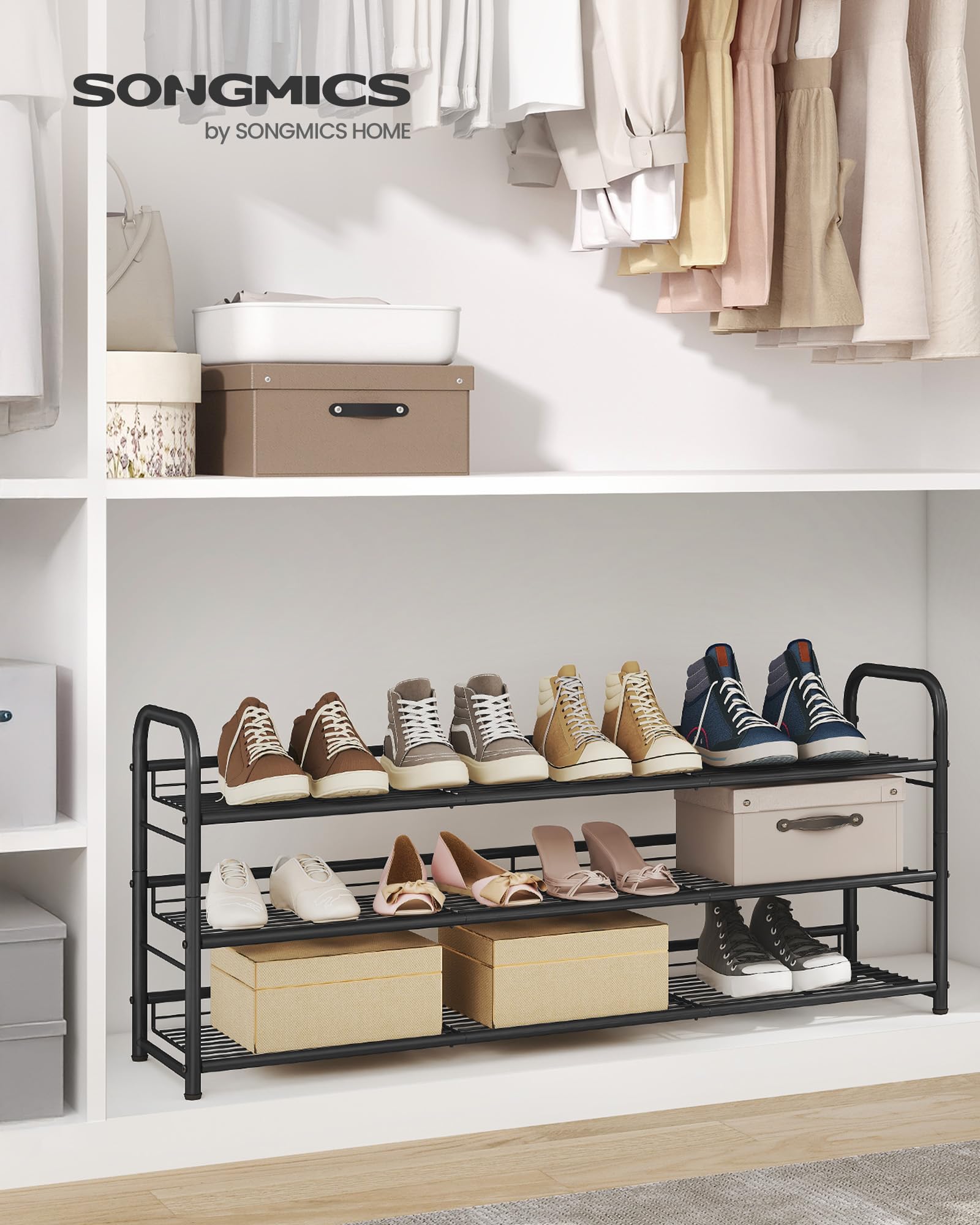 Songmics adjustable shelf tilt option for easy access and maximum visibility