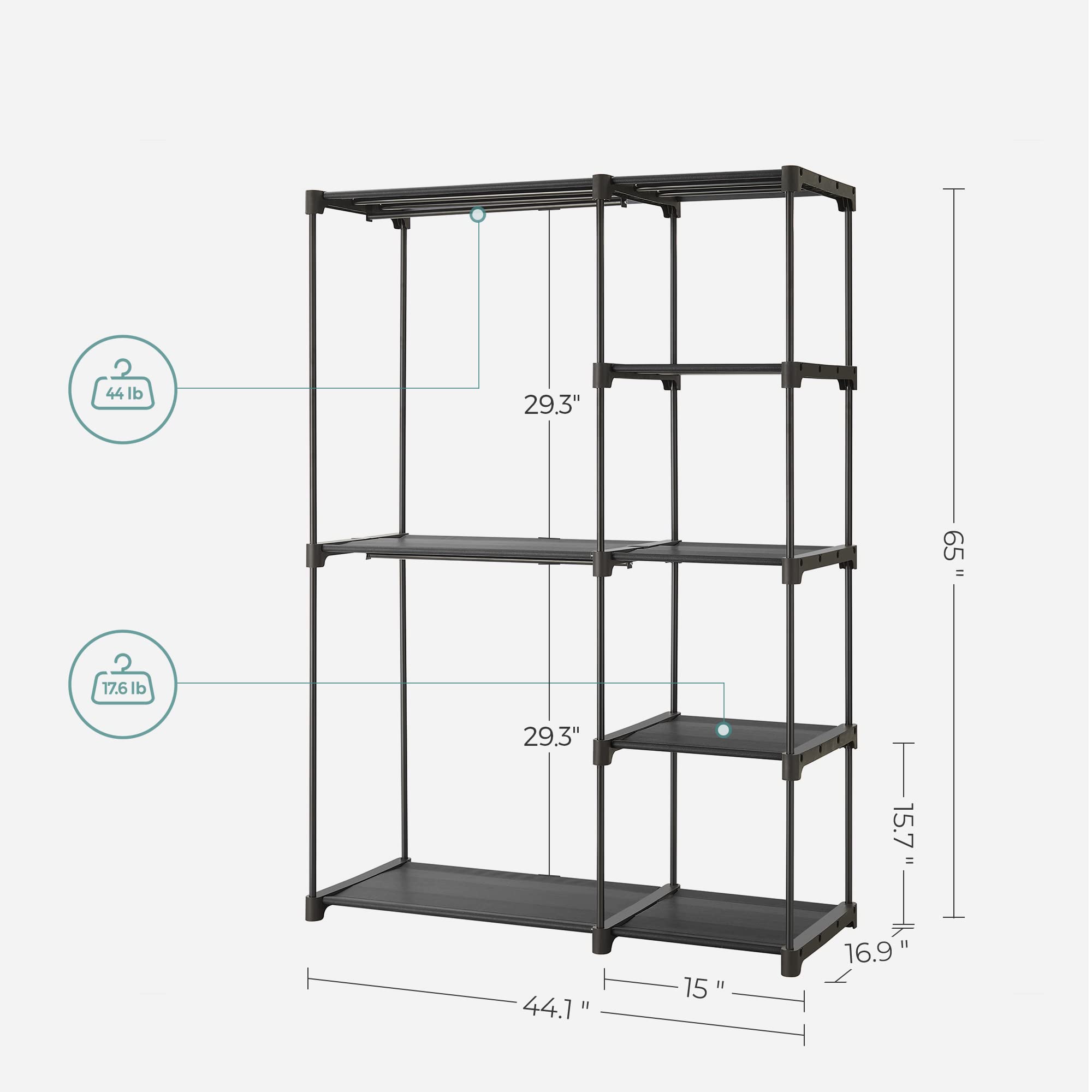 SONGMICS anti-tip kit secures the closet for safer, stable placement.