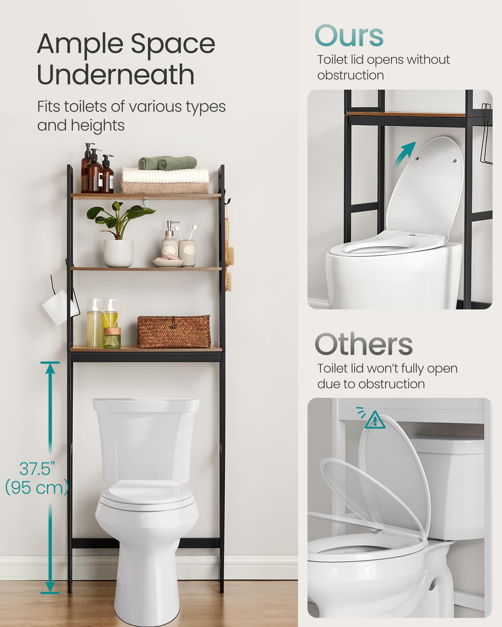 SONGMICS anti-tip kit helps keep the unit steady on any floor.