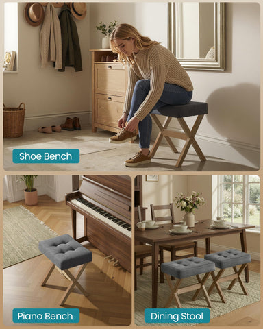 SONGMICS quick-assembly stool ships with tools and guide.