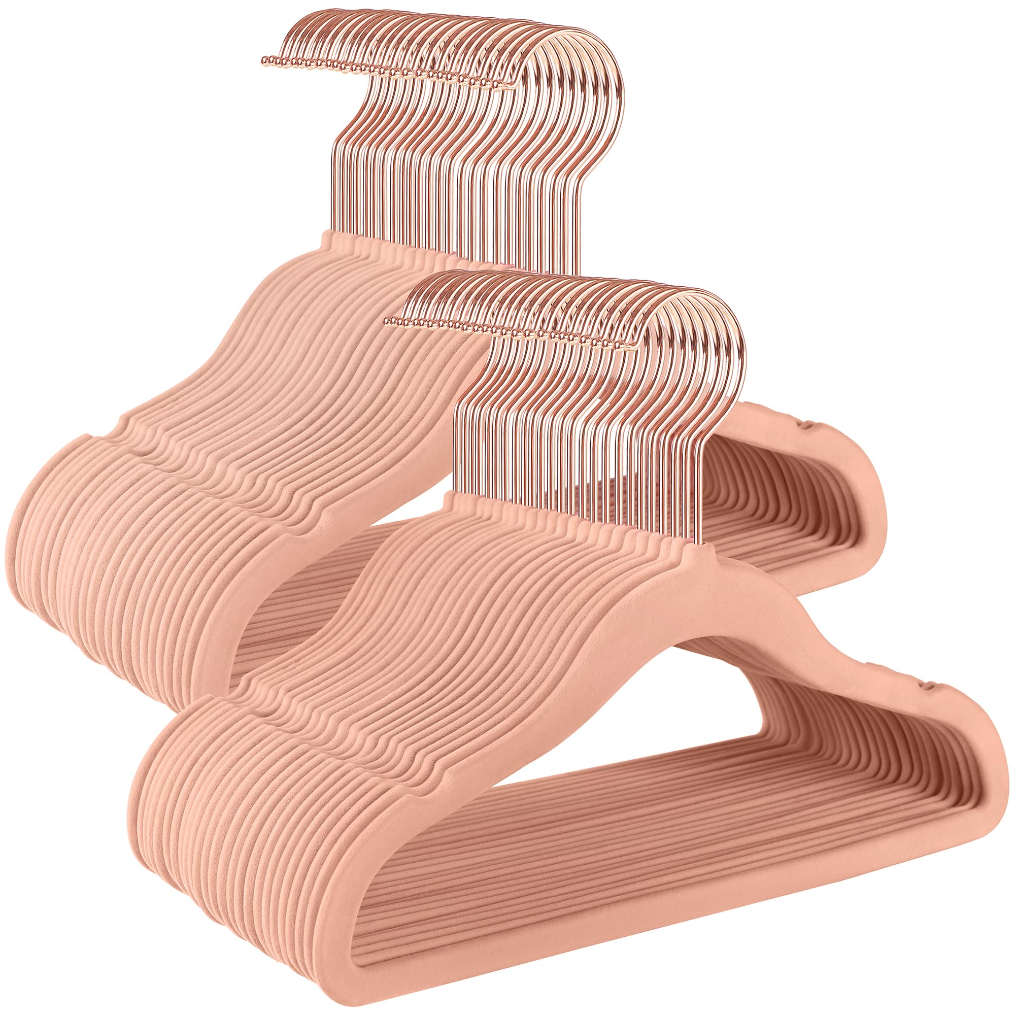 SongMics rose gold velvet kid hanger with non-slip surface for secure clothing.