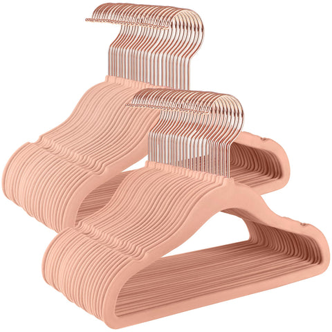 SongMics rose gold velvet kid hanger with non-slip surface for secure clothing.