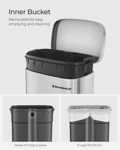 Back handle on SongMics trash can aids moving.