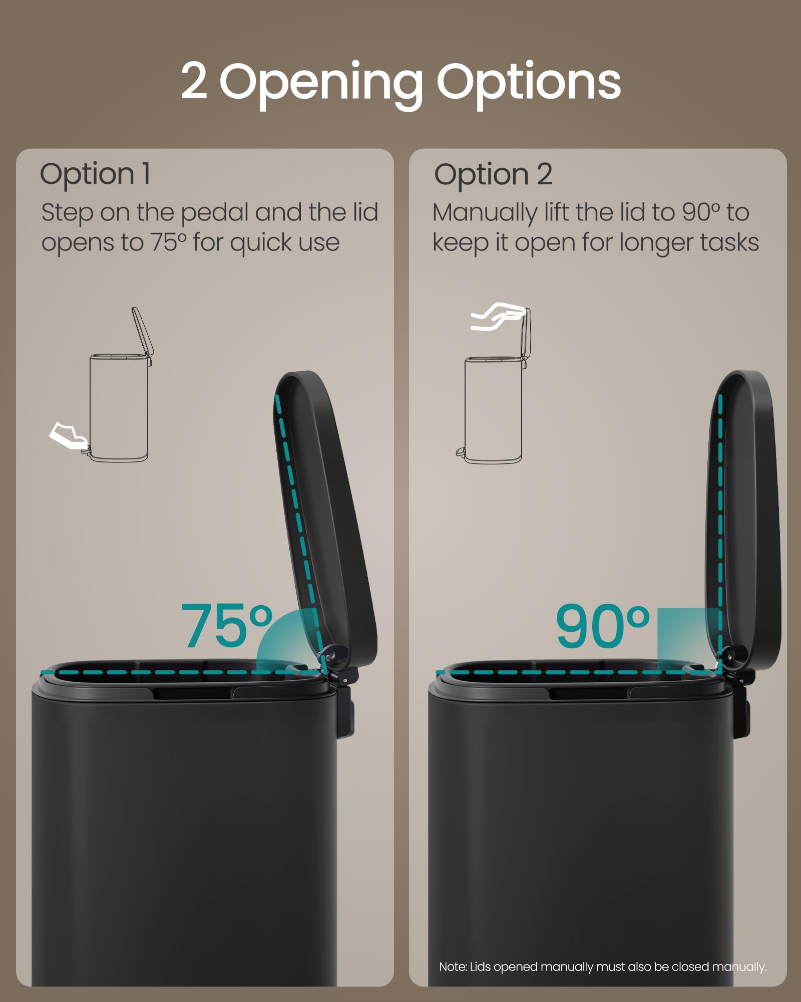 SONGMICS bag-hole design keeps liners secure and hidden from view.