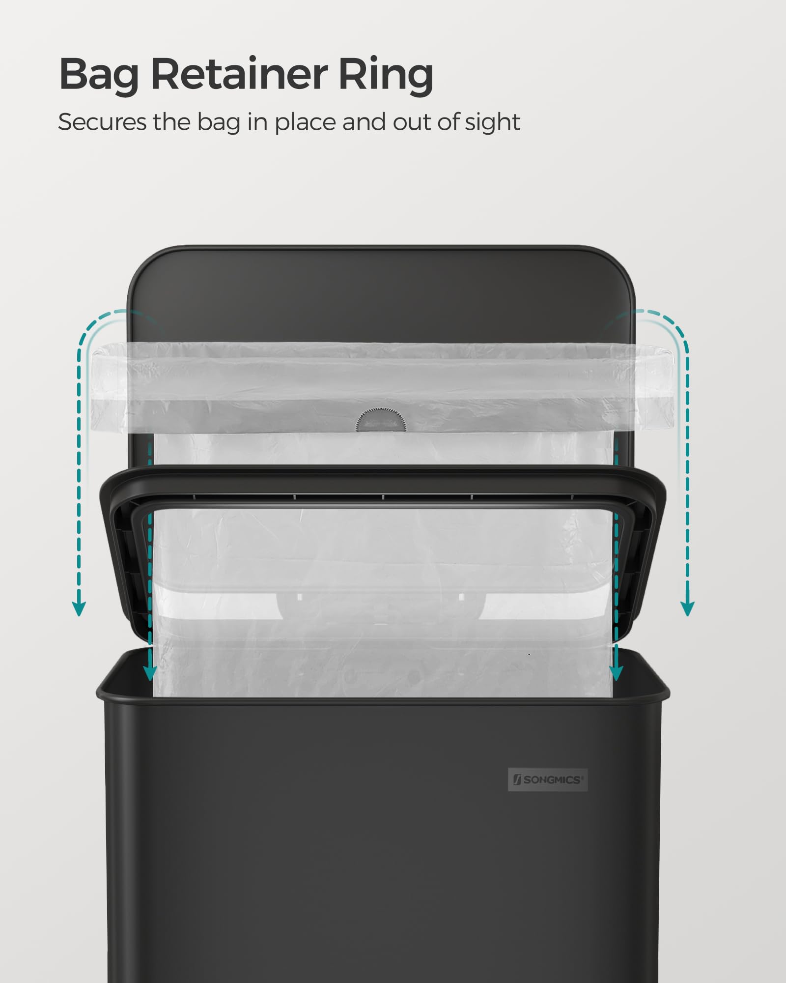 SONGMICS bag retainer ring keeps bags secure and neat.