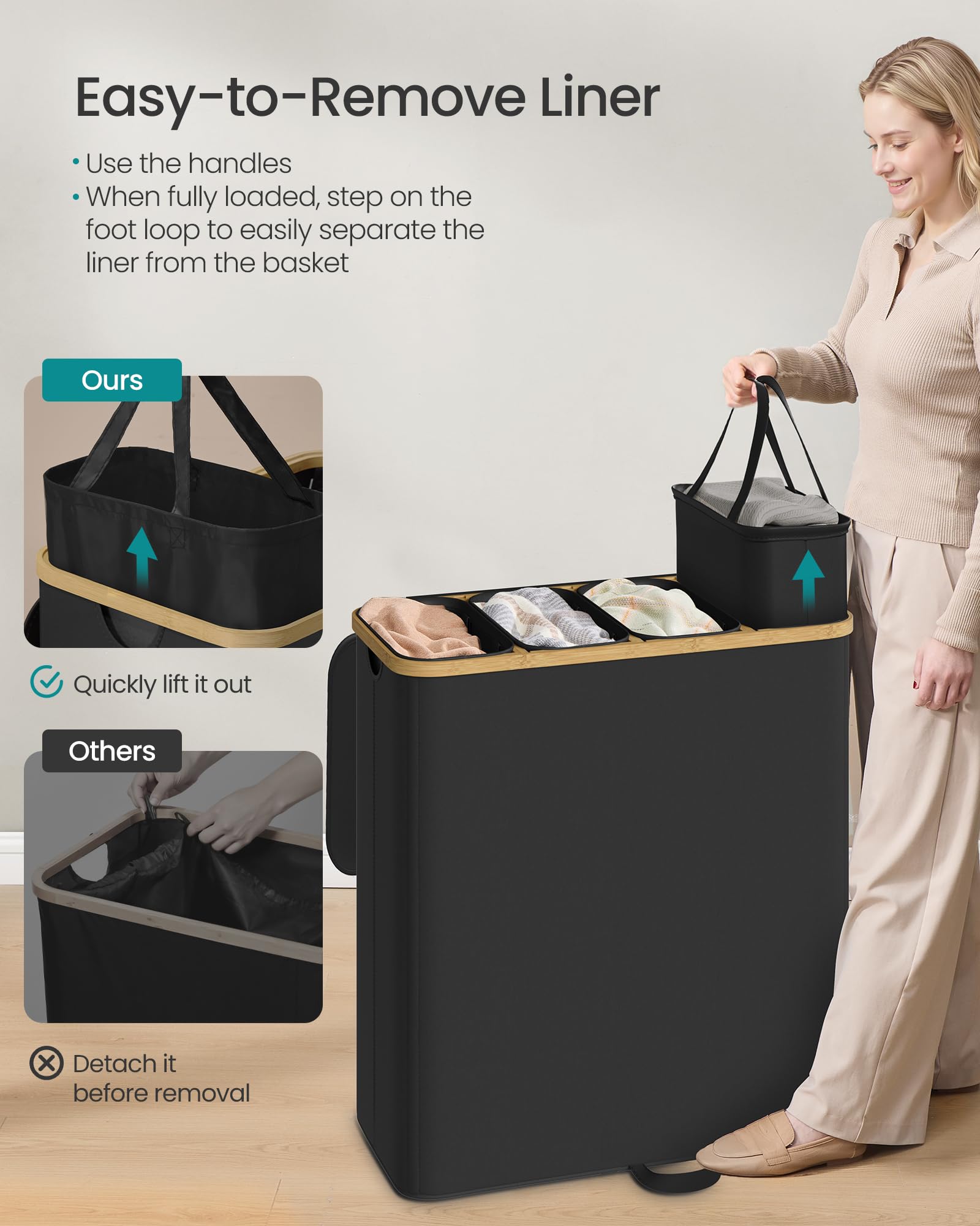 Songmics bamboo frame adds natural style and sturdy support