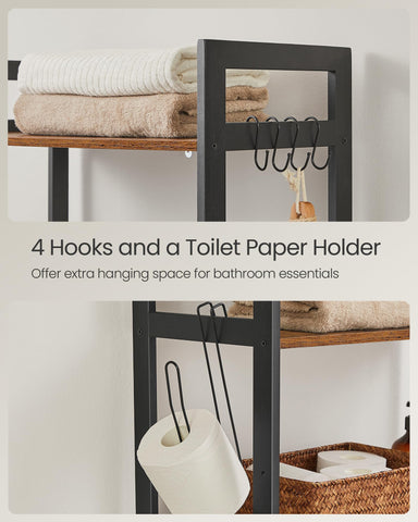 SONGMICS bamboo frame provides sturdy support for daily bathroom use.