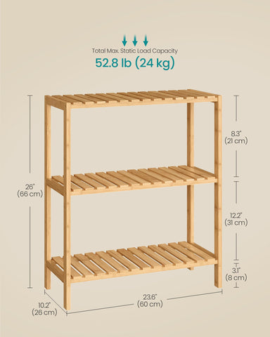 Songmics bamboo shelf easy-assembly simplifies setup with a sturdy, tool-free frame.