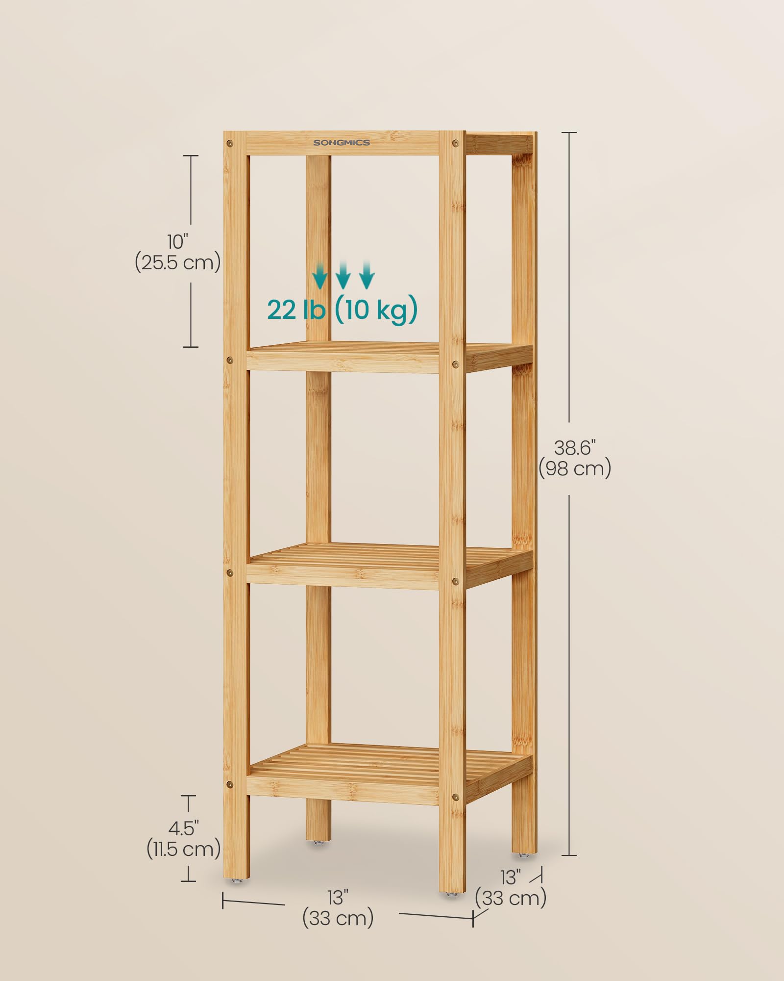 SONGMICS living room display with slatted bamboo for plants