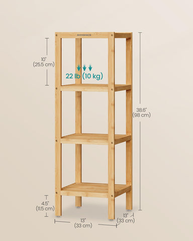 SONGMICS living room display with slatted bamboo for plants