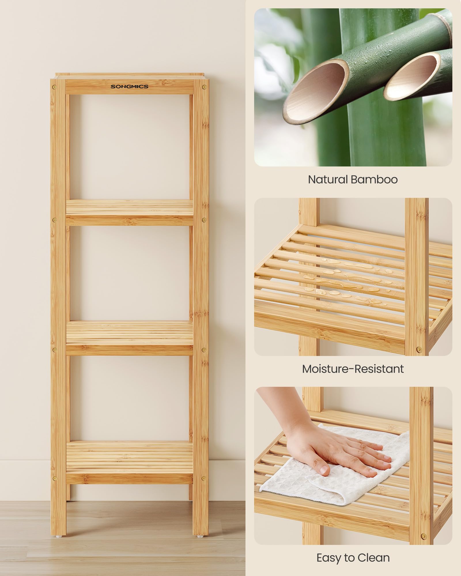SONGMICS 4-tier rack used as standing towel rack in entryway