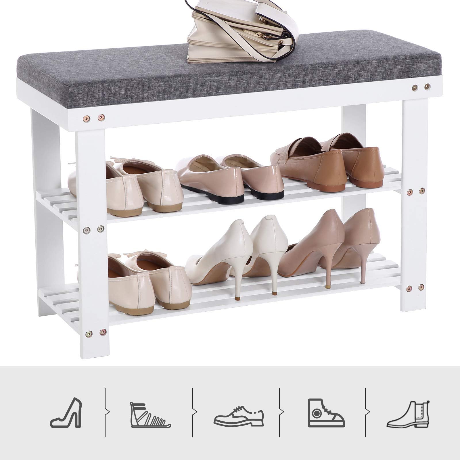 SONGMICS padded seating and storage for convenient footwear whenever needed