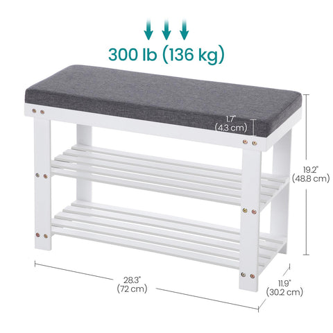 SONGMICS sturdy bamboo bench supports up to 300 lb for reliable daily use