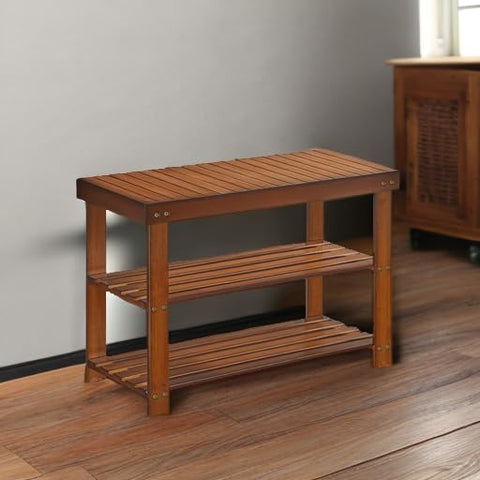 SongMics bamboo shoe rack bench easy assembly in minutes.