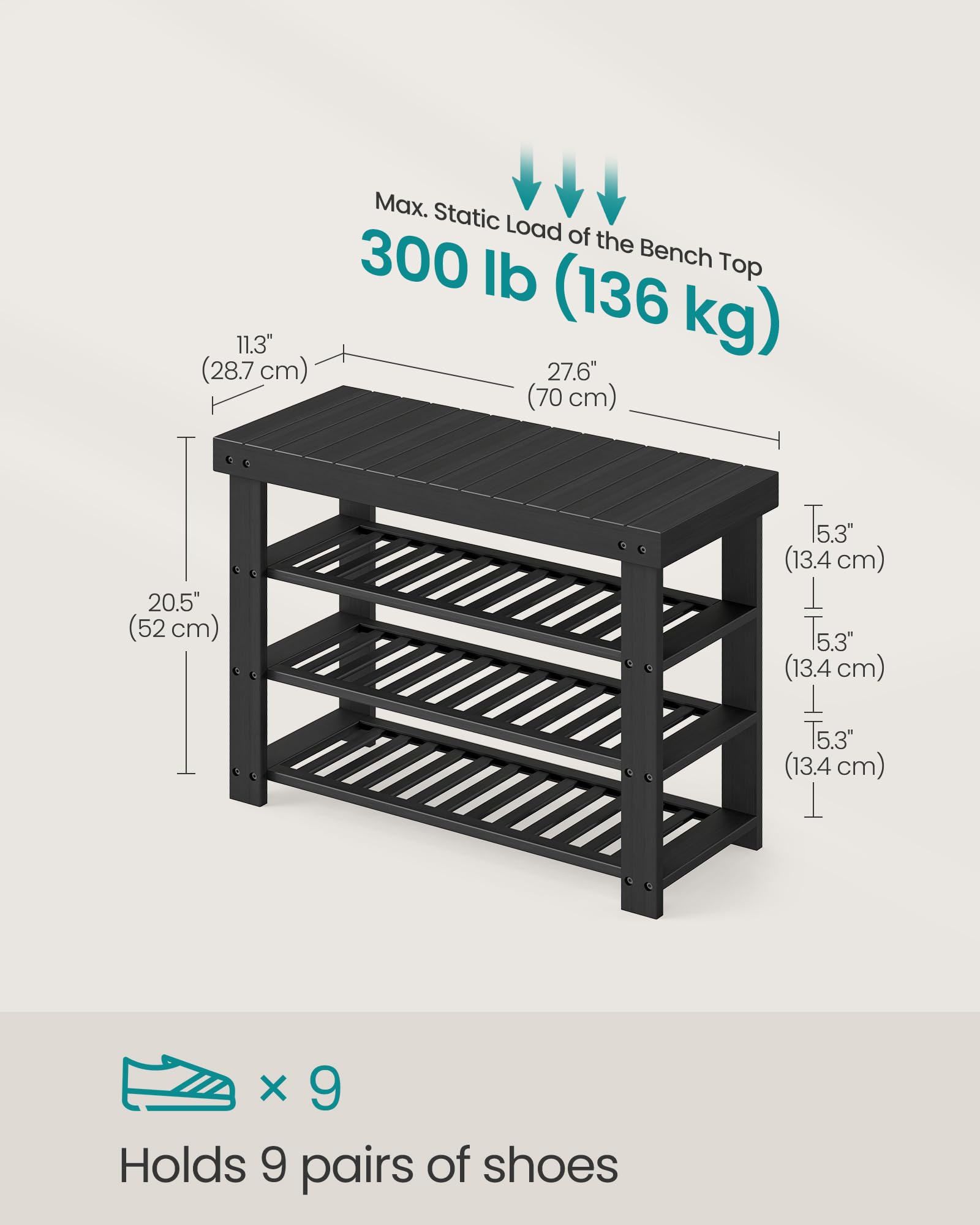 SONGMICS Bamboo Shoe Rack Bench in entryway keeps bags and keys within reach.