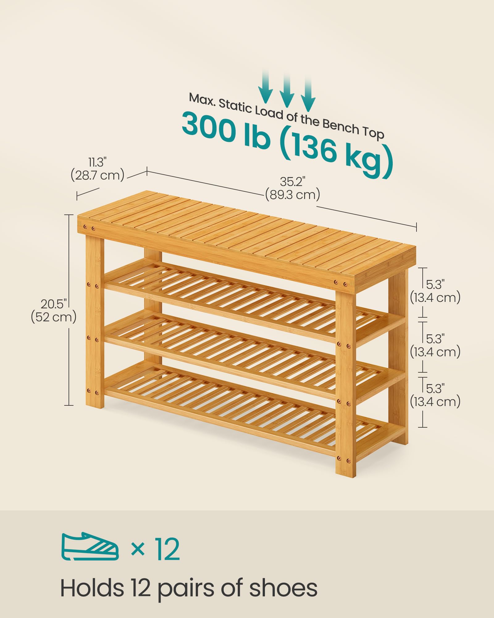 Songmics bamboo shoe rack bench entryway setup keeps shoes organized