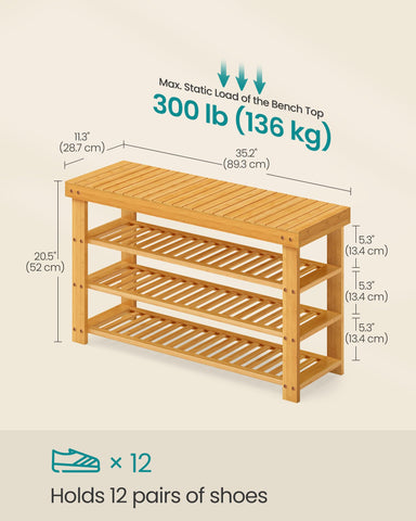 Songmics bamboo shoe rack bench entryway setup keeps shoes organized