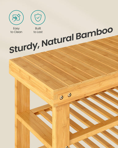 Songmics bamboo shoe rack bench living room use as side table