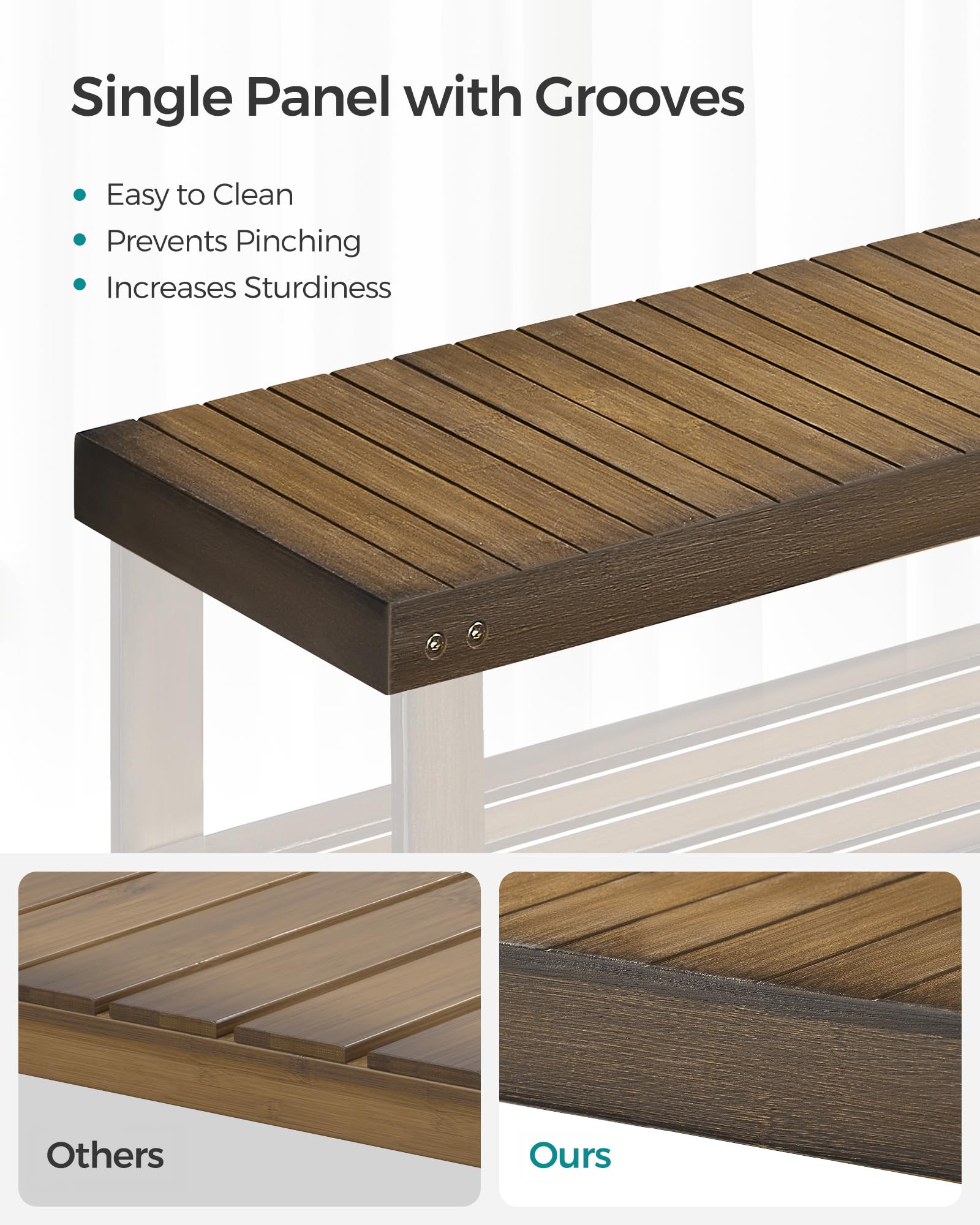 SongMics bamboo shoe rack bench modern design enhances decor.