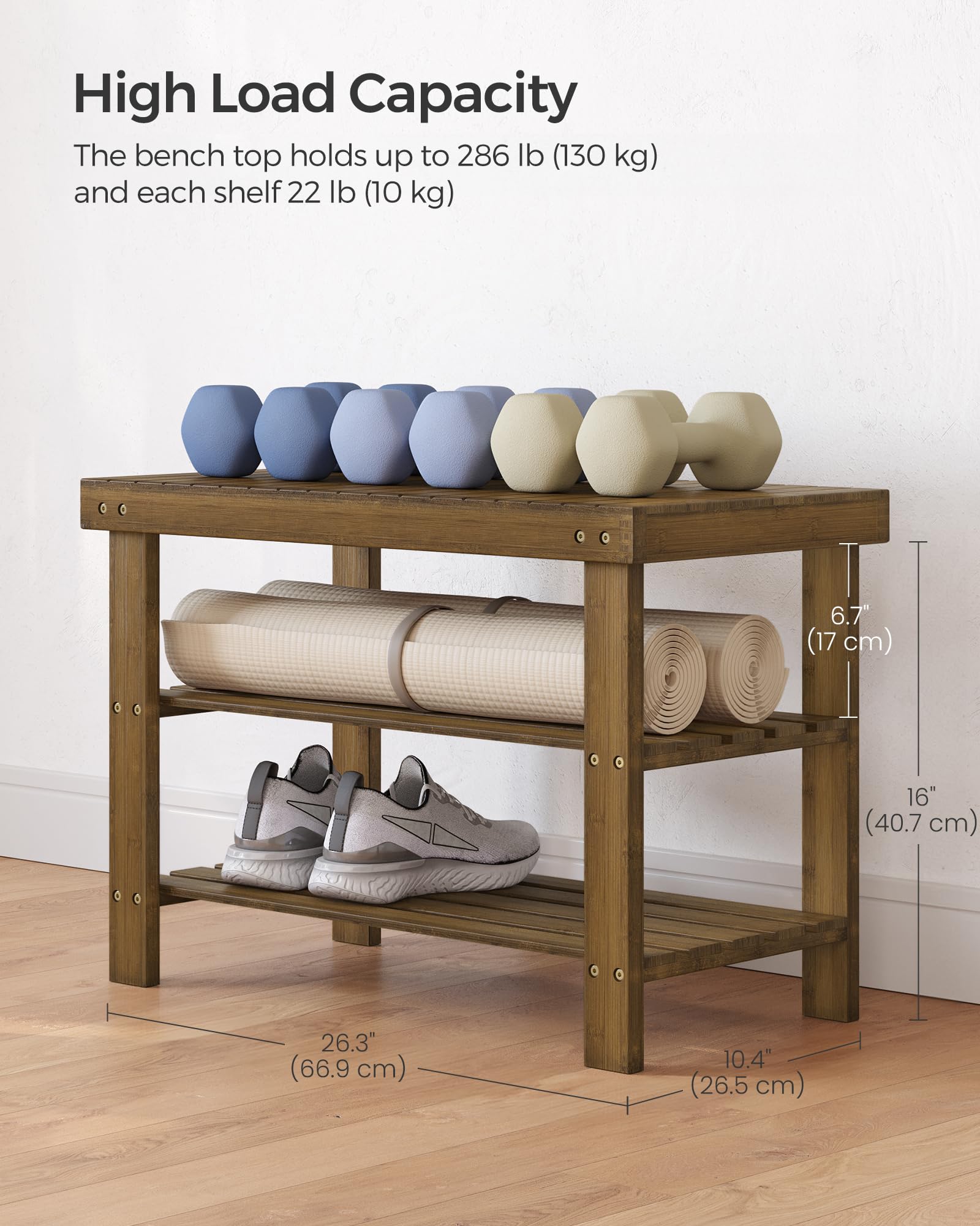 SongMics bamboo shoe rack bench top load up to 286 lb.
