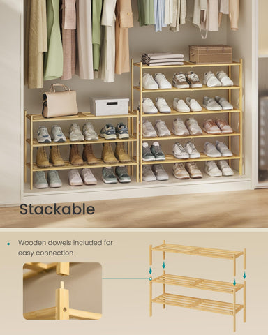 Songmics bamboo shoe rack bottom clearance fits slippers and easy cleaning.