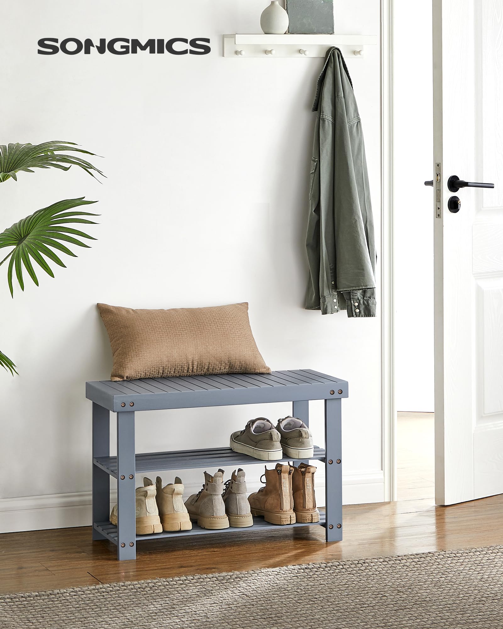 SONGMICS bamboo shoe rack shelves maximize shoe storage without clutter in hallways