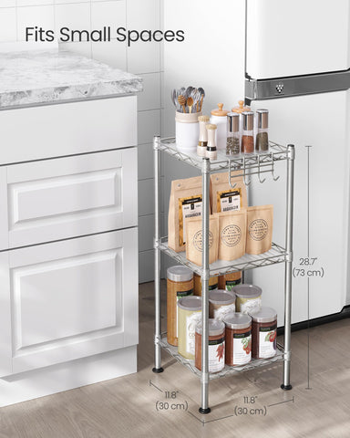 SONGMICS shelf with removable hook offers flexible organization options.