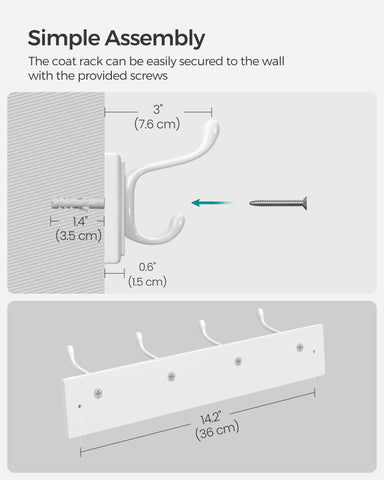 SONGMICS white coat rack in a bedroom or hallway for tidy spaces.