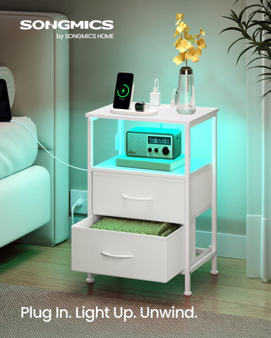 SONGMICS Bellah nightstand app-controlled LED lights for mood control and ambiance