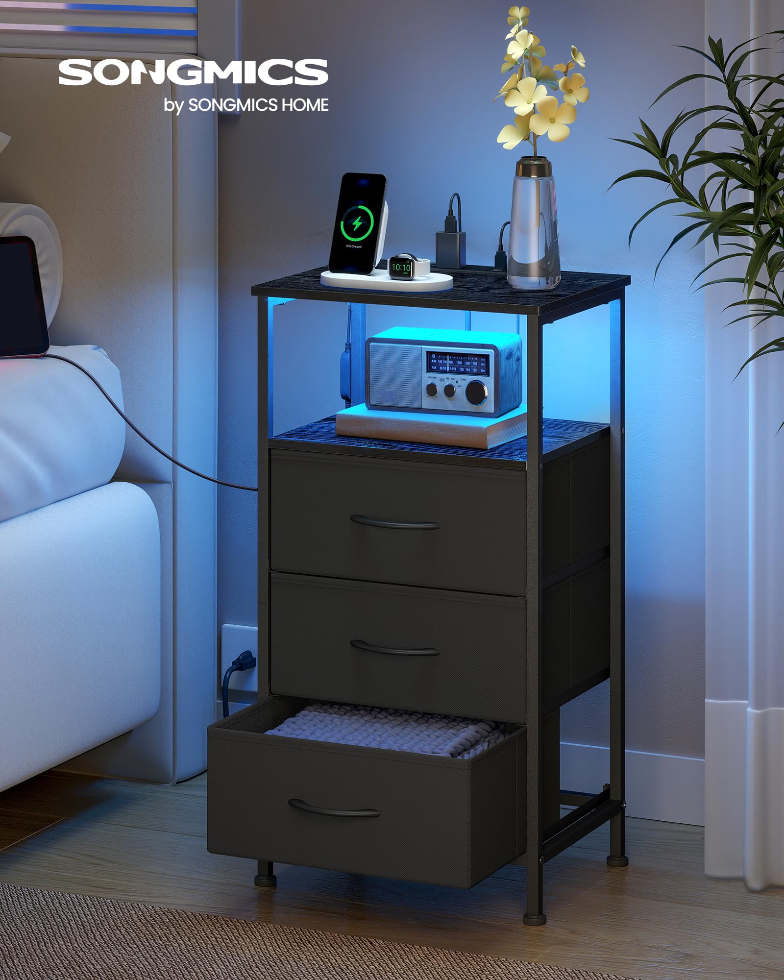 App-controlled LED lights on SONGMICS Bellah let you customize color and brightness.